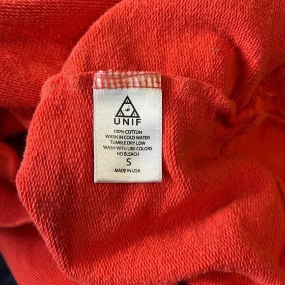 UNIF Classic Sweatshirt 3D Rubber Lettering Spellout‎ in Red Orange Sz Small - Picture 5 of 7